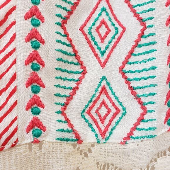 Red Camel NWT striped embroidered lace trim front tank top woman's size large - Picture 3 of 9